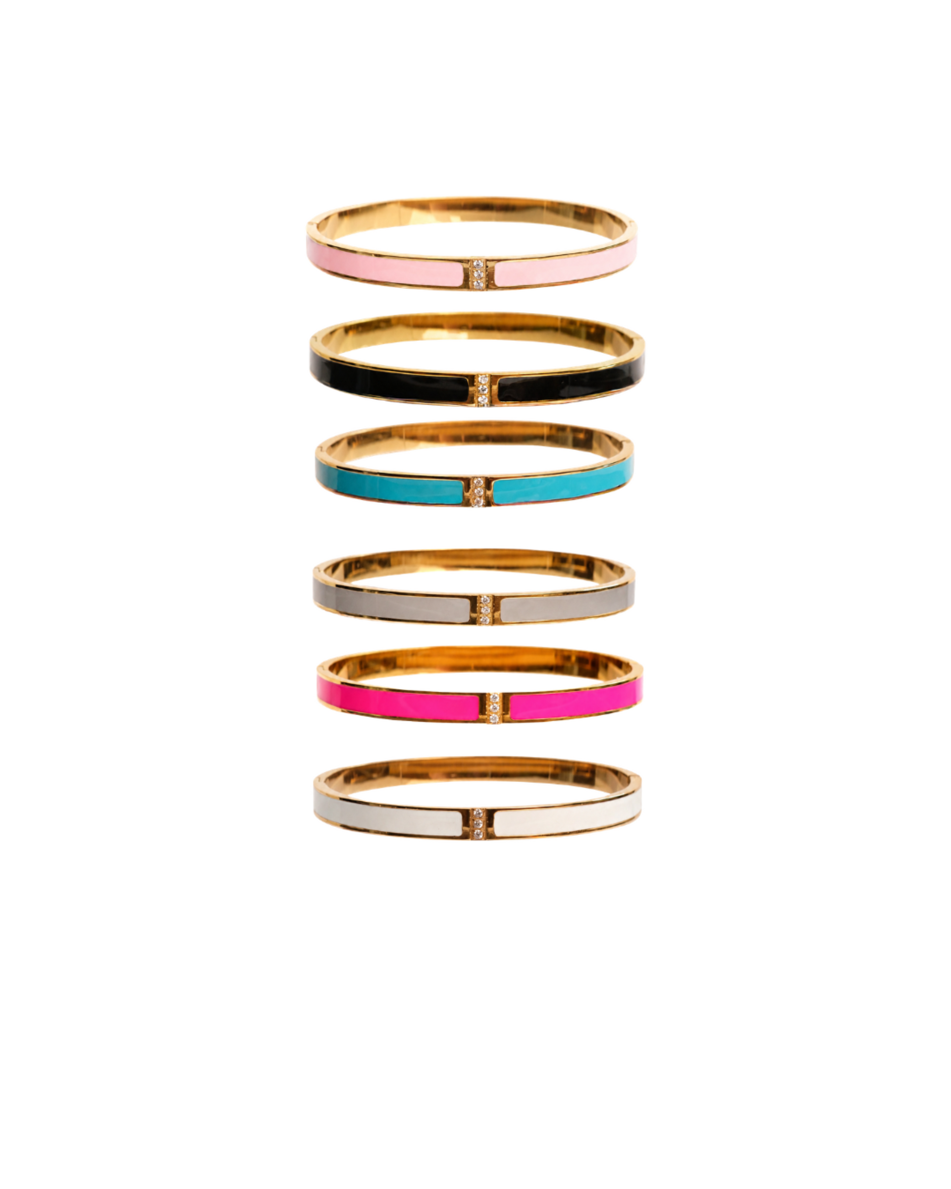 Aperol Please Stainless Steel 6 Piece Enamel Bangle Stack