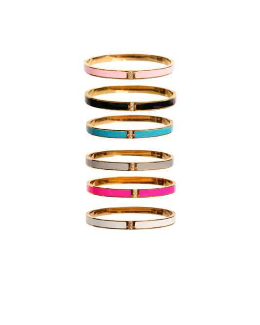 Aperol Please 316L Stainless Steel 6 Piece Enamel Bangle Stack
