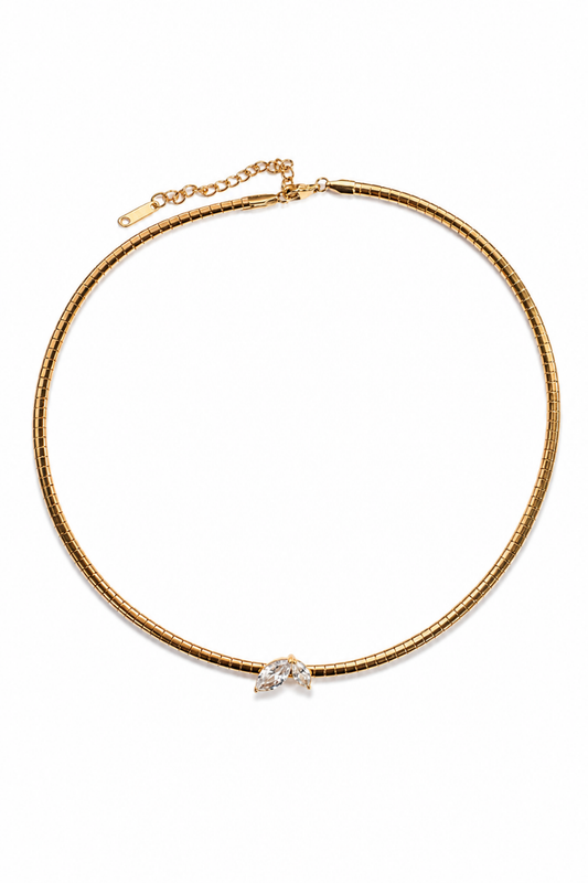 Kiss Me in NY Omega Crystal 316L Stainless Steel Adjustable Necklace
