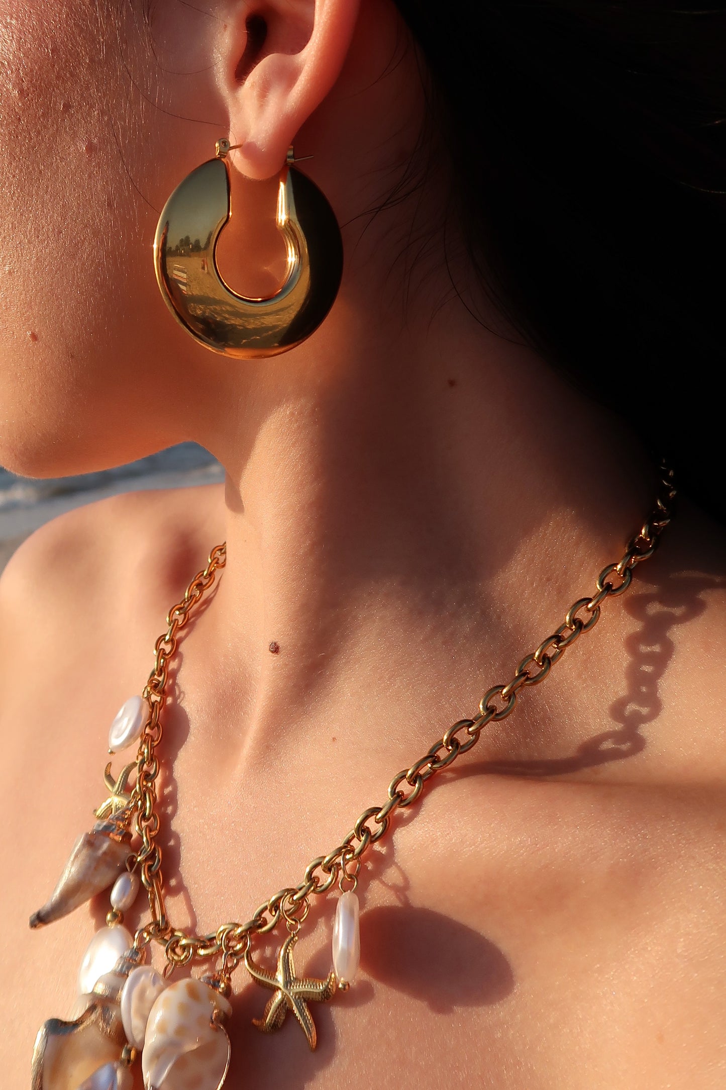 Solara 316L Stainless Steel Gold Hoop Earrings