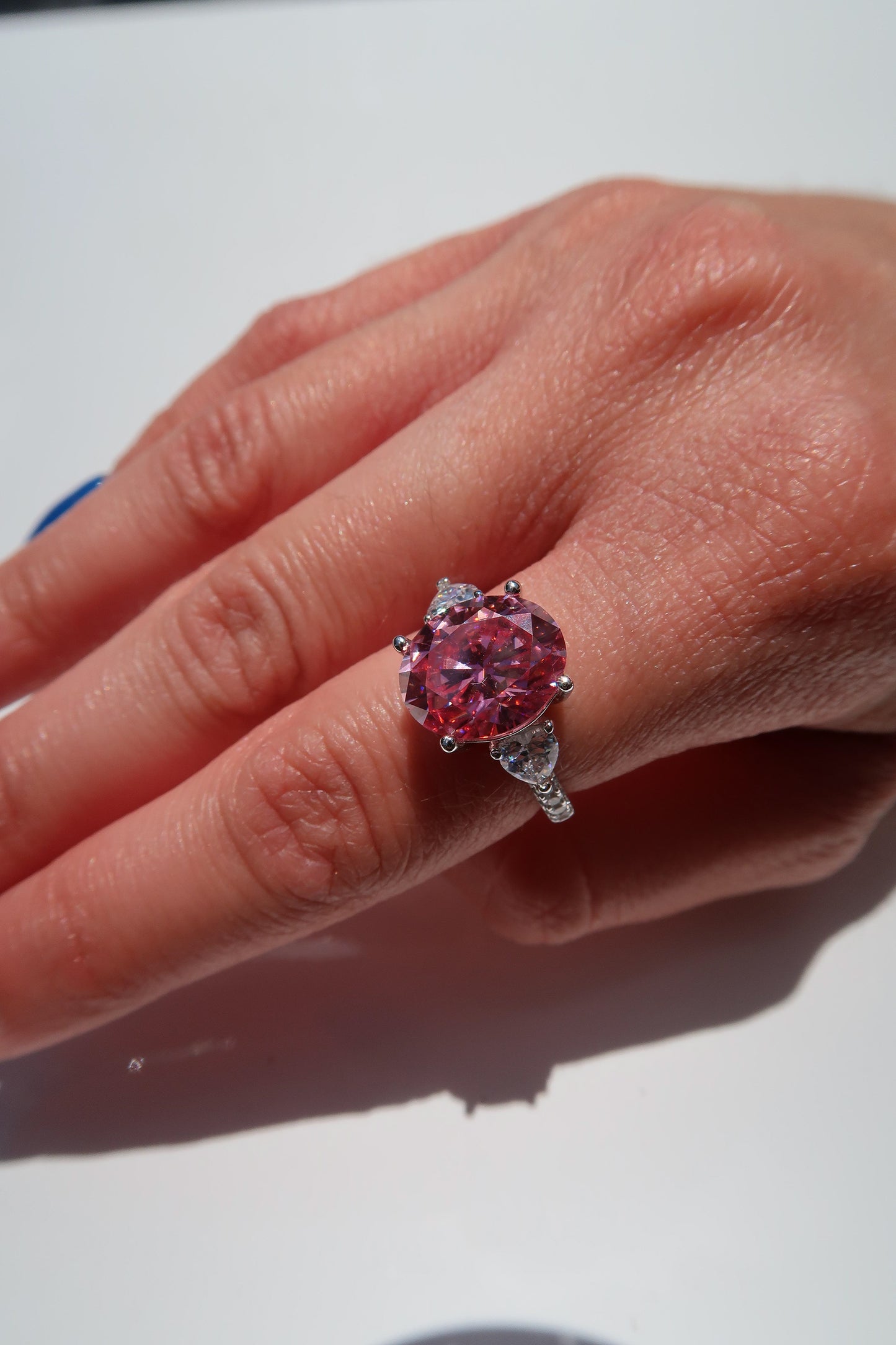 Solara .925 Sterling Silver 3 ct. Rose Moissanite Stone Ring