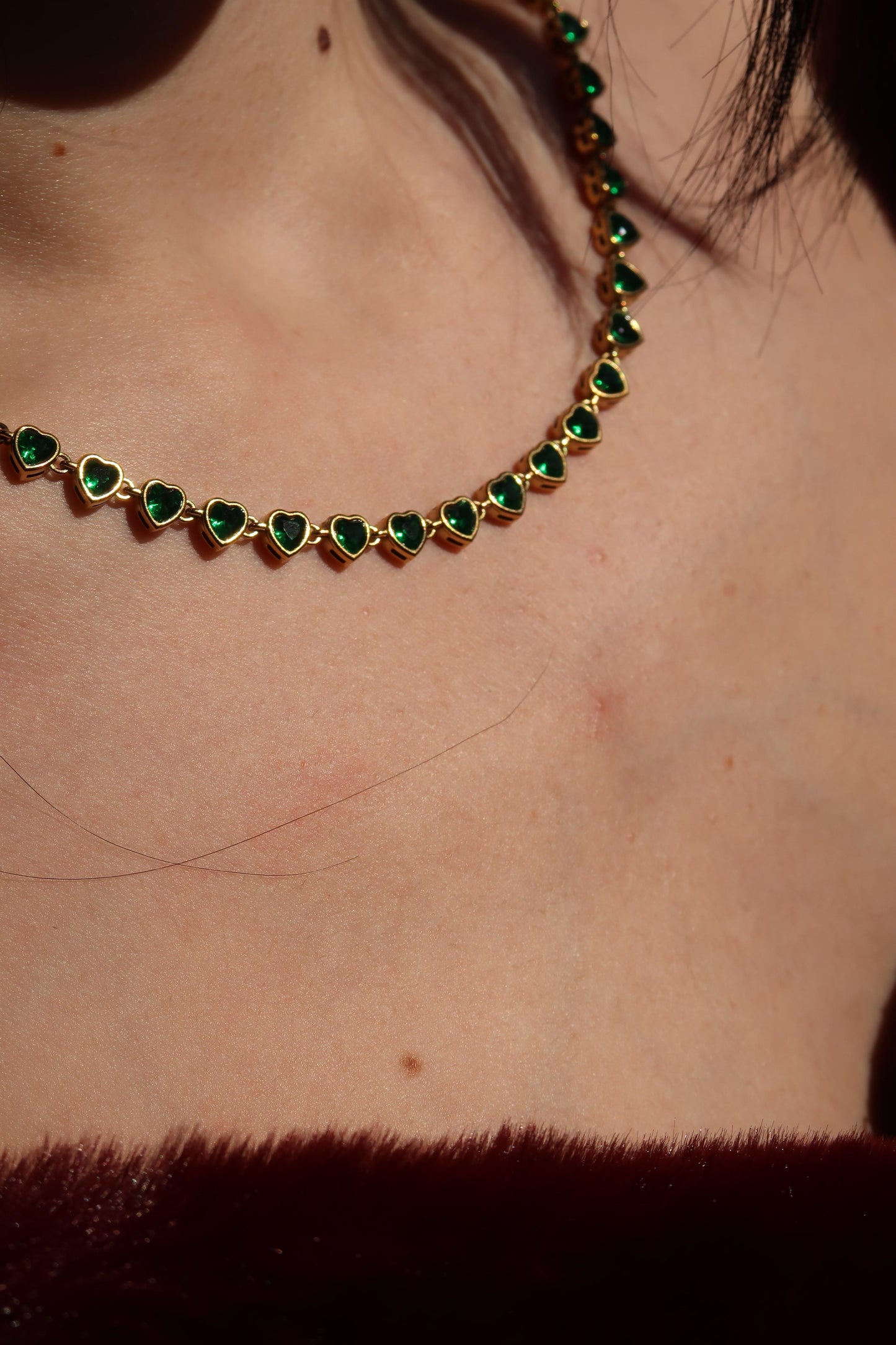 Emerald Crush Tennis Heart Necklace 316L Stainless Steel