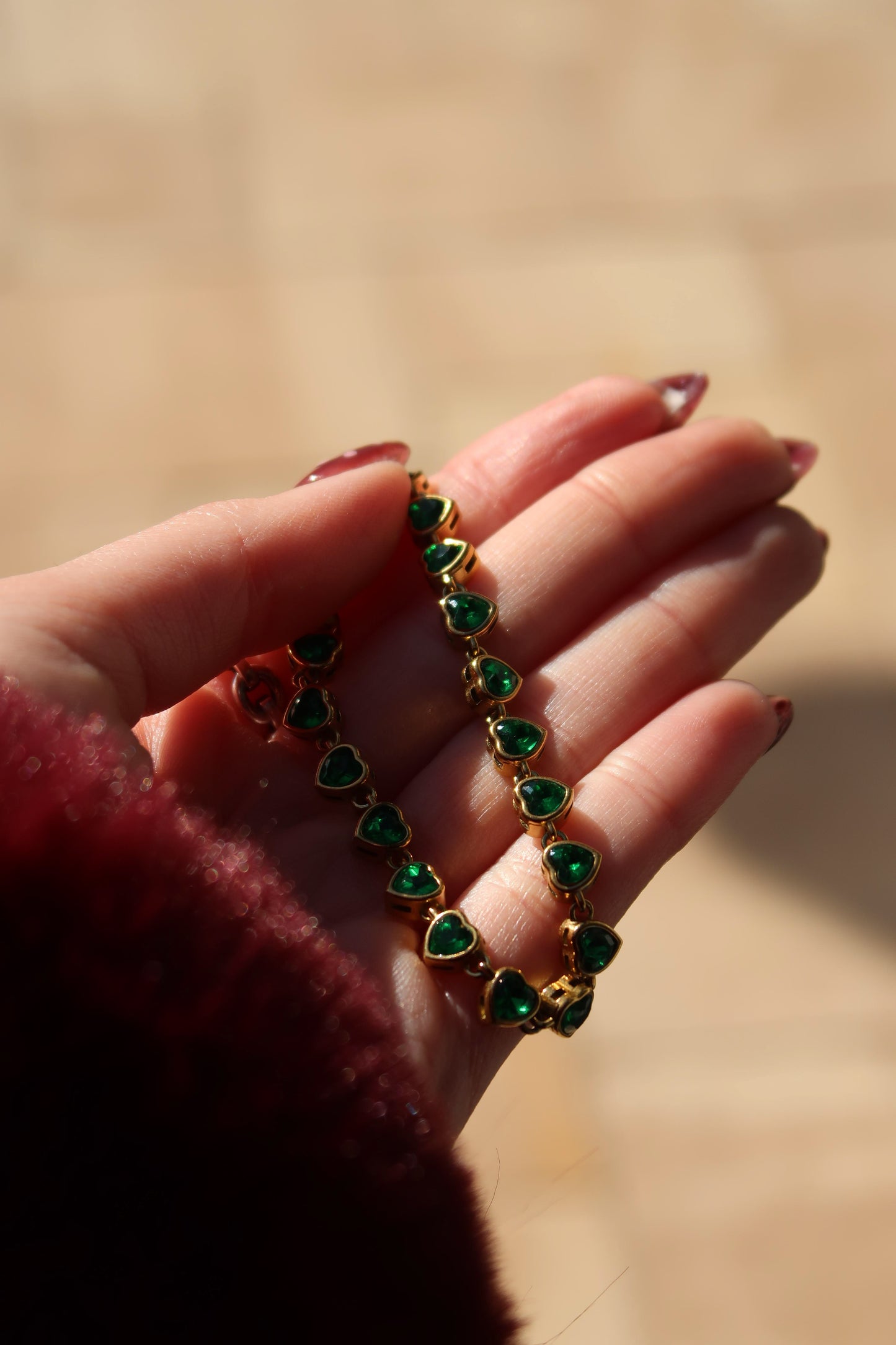 Emerald Crush Tennis Heart Necklace 316L Stainless Steel