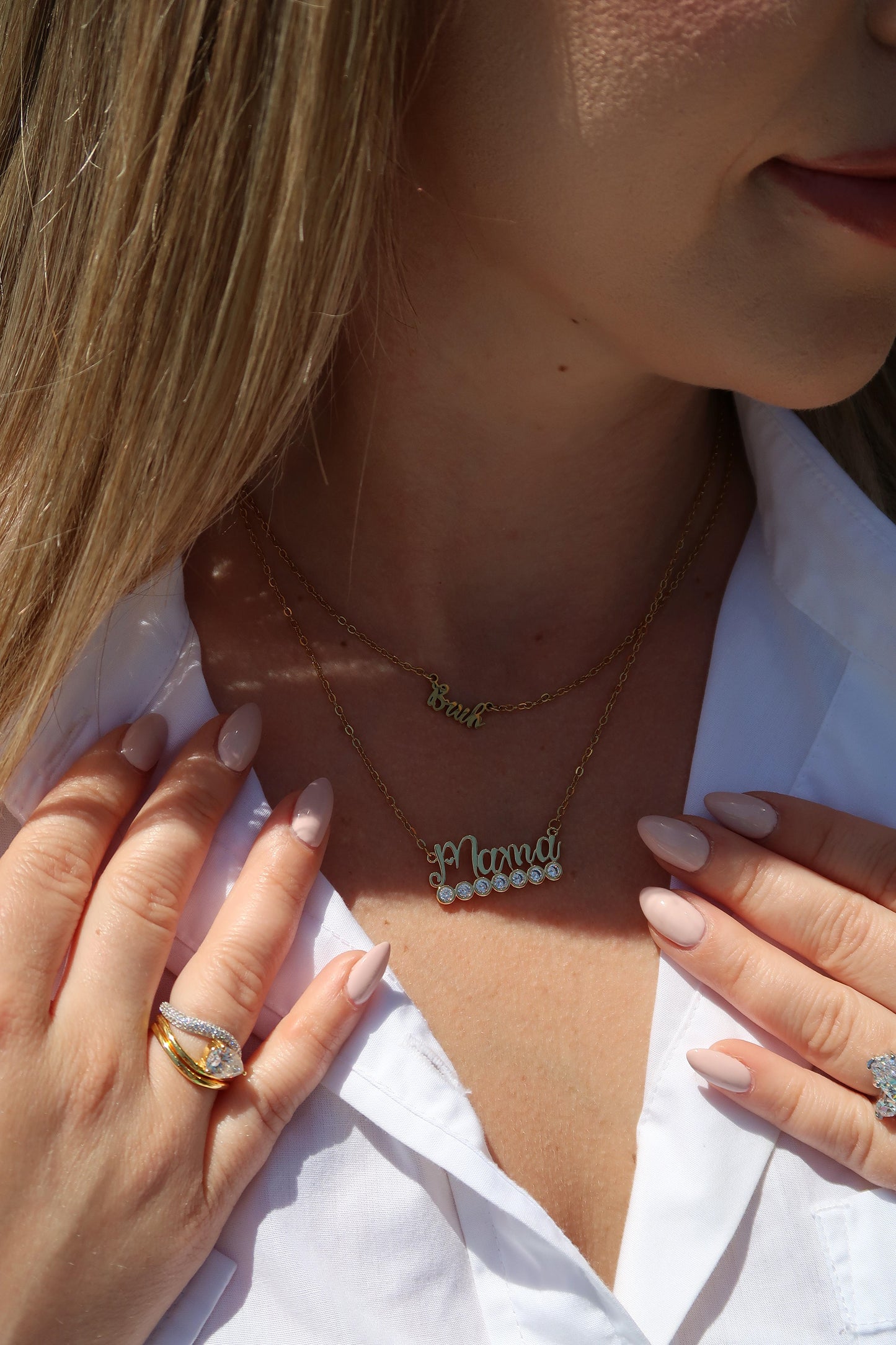 Mama 316L Stainless Steel Necklace with Matching Bonus Bracelet/Anklet