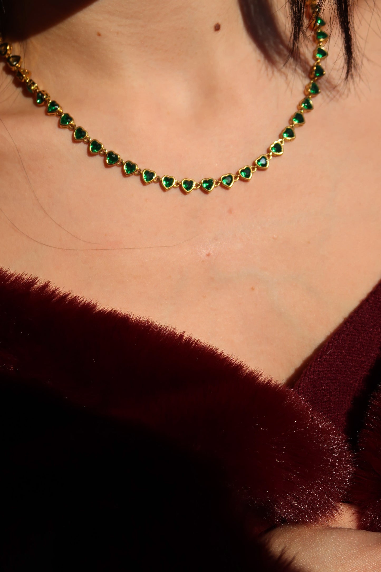 Emerald Crush Tennis Heart Necklace 316L Stainless Steel