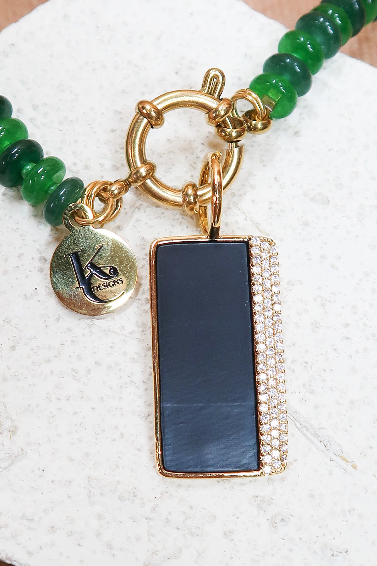 Locker Dog Tag Onyx Crystal Dog Tag Charm