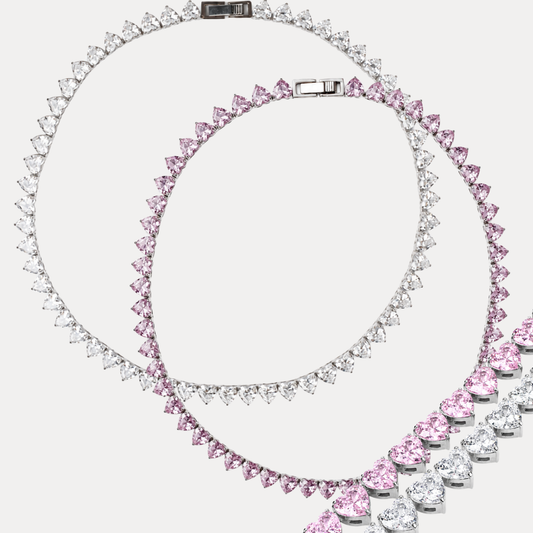 Heart Odette 5MM 16L Stainless Steel Necklace + Bracelet Duo