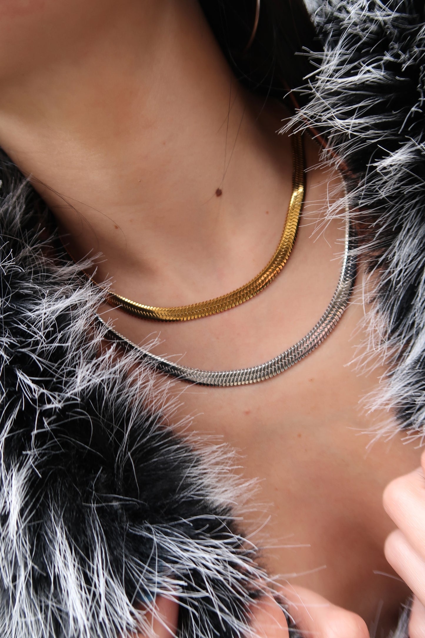 The Luxe Layer Herringbone 316L Stainless Steel Necklace