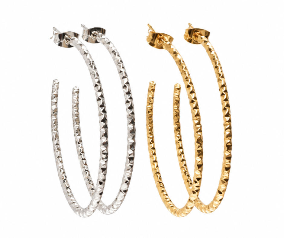 Go To Diamond Cut Ultra Lightweight Hoops Duo