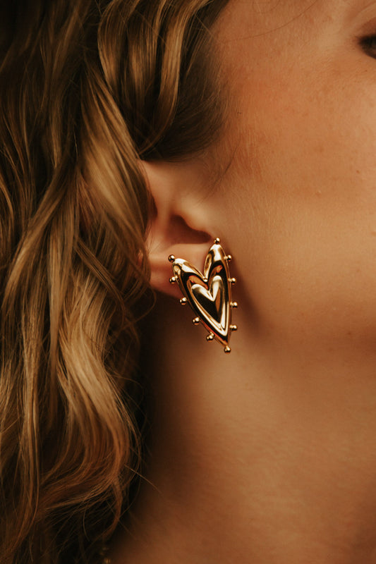 Golden Heart 316L Stud Earrings