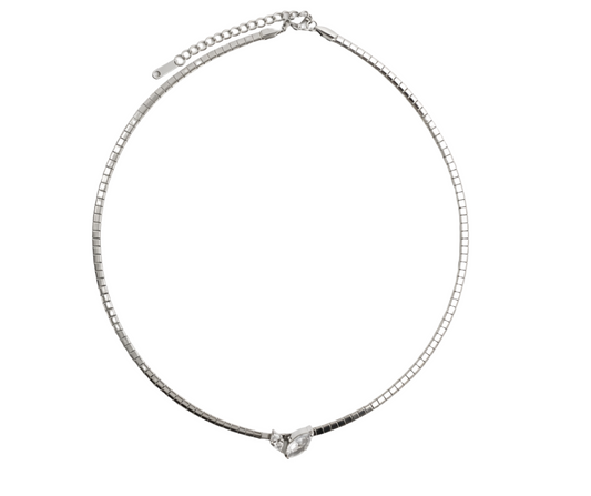 Kiss Me in NY Omega Crystal 316L Stainless Steel Adjustable Necklace