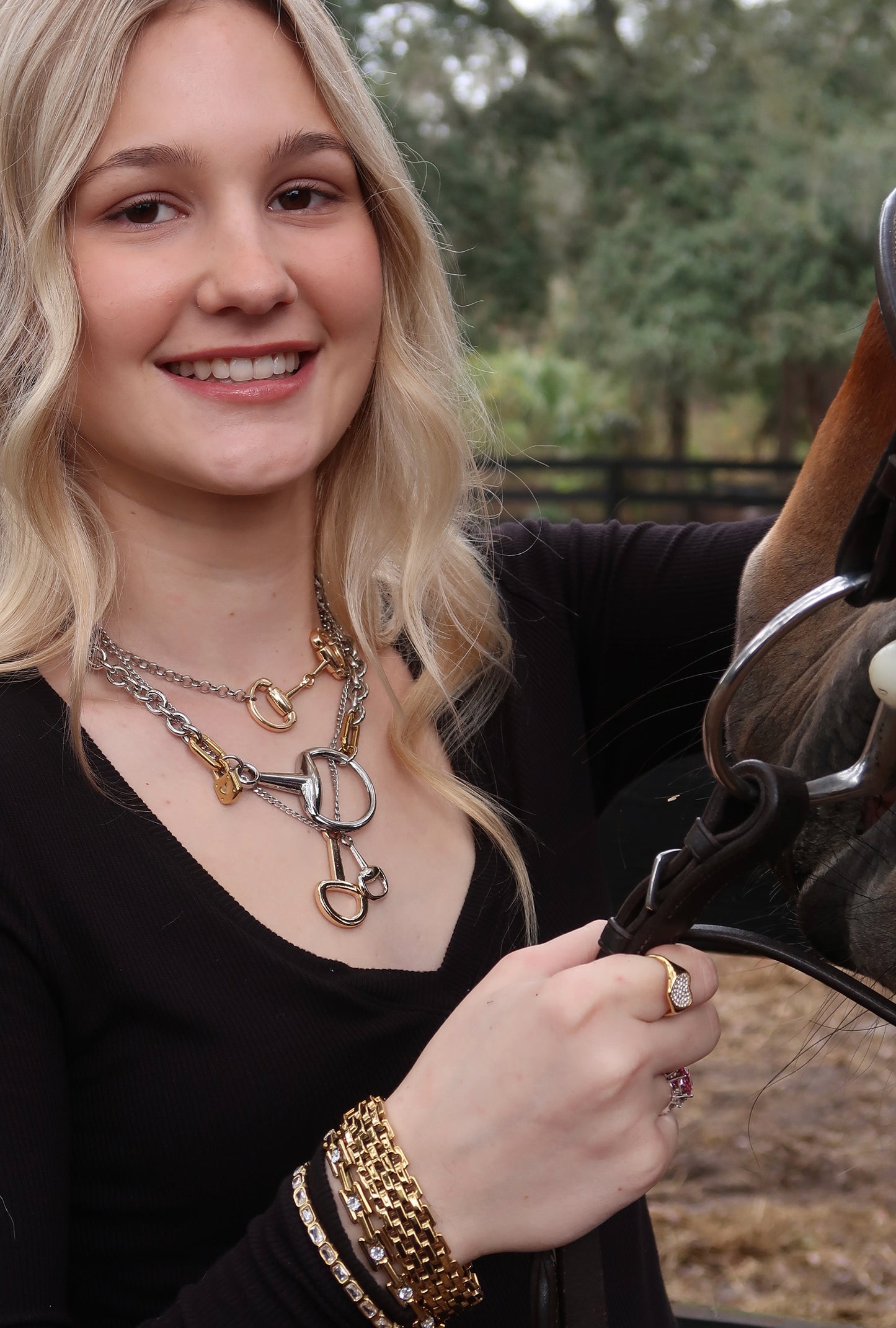 Fortuna Horse Bit 316L Stainless Steel Statement Necklace