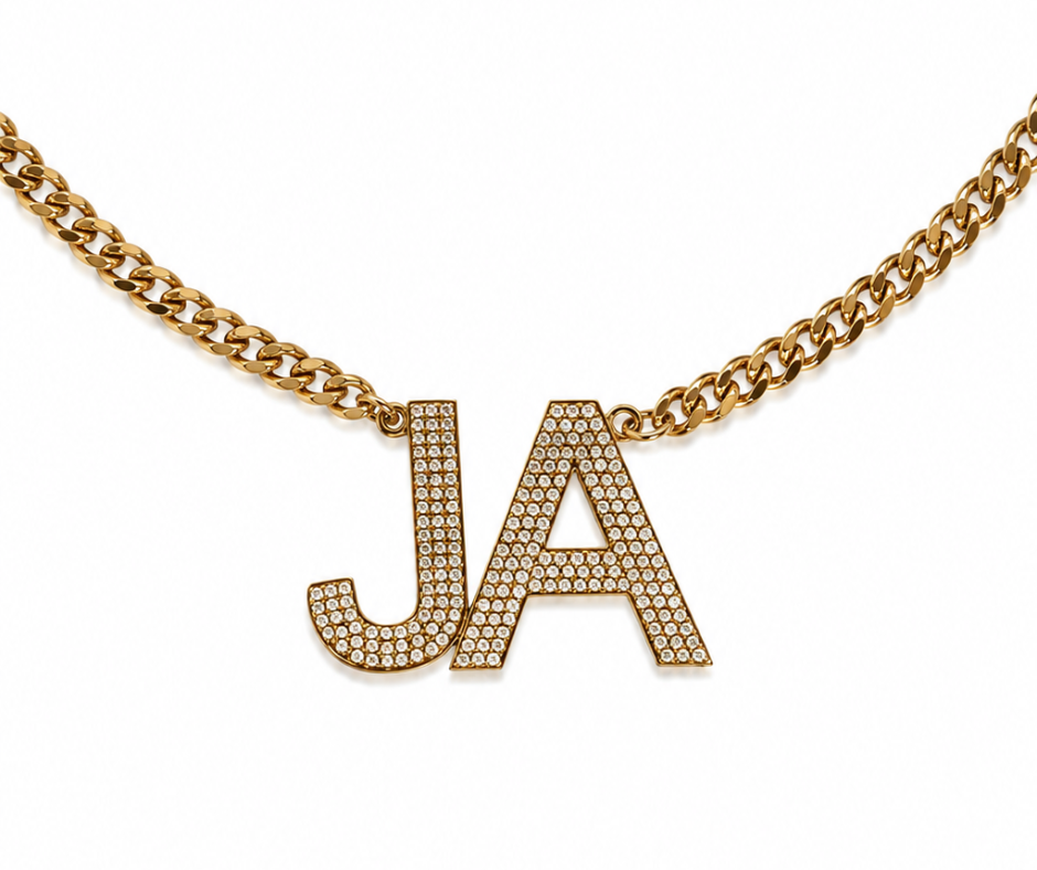 Game Day Initial Crystal 316L Stainless Steel Necklace