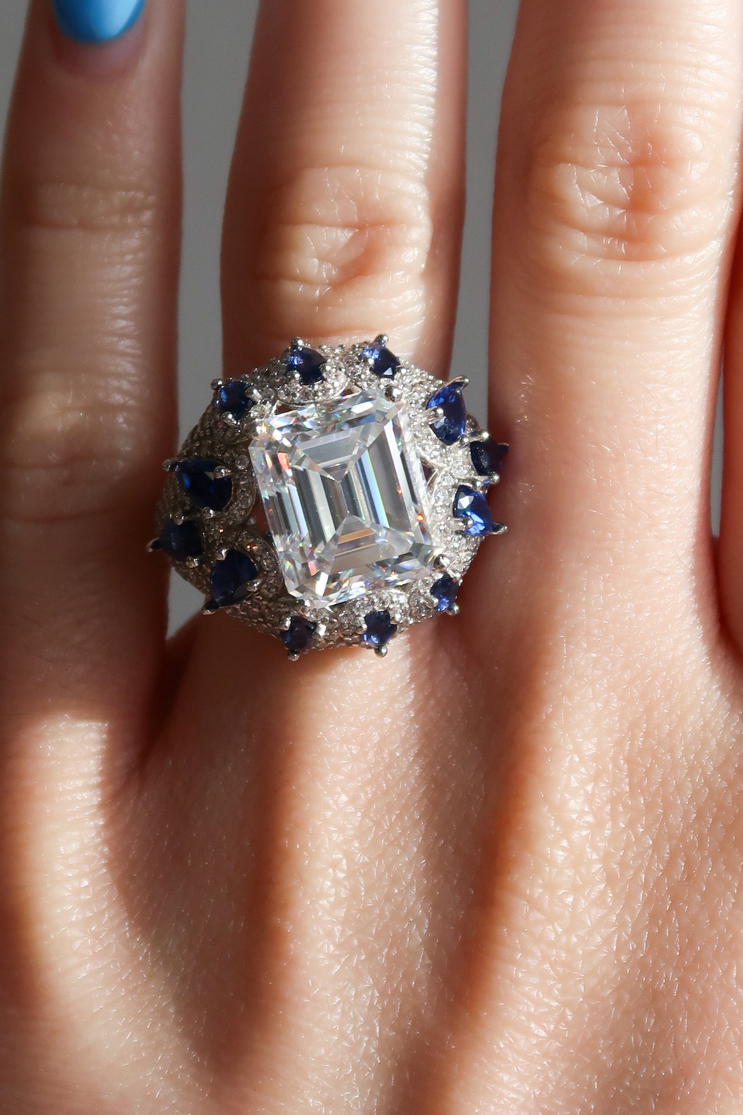 Royal Inheritance 8 Carat Moissanite Sapphire .925 Sterling Silver Ring