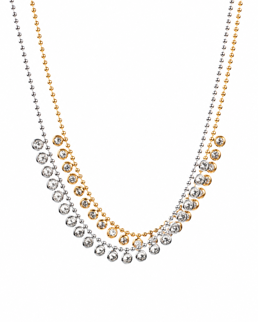 Queen B 316L Stainless Steel Bezel Crystal Necklace