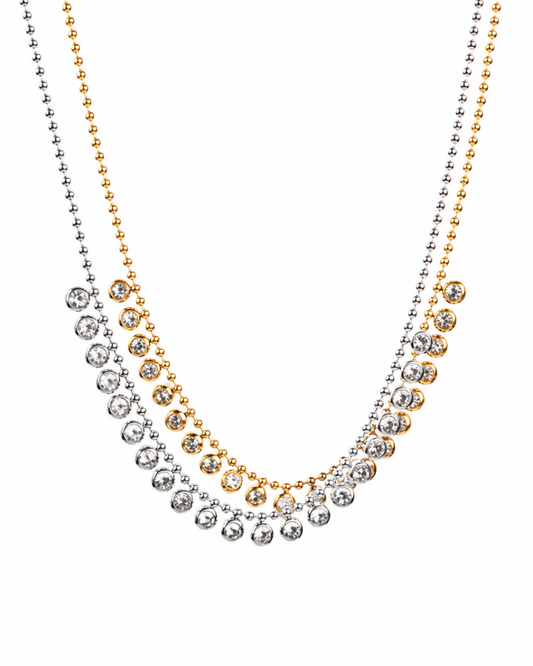 Queen B 316L Stainless Steel Bezel Crystal Necklace