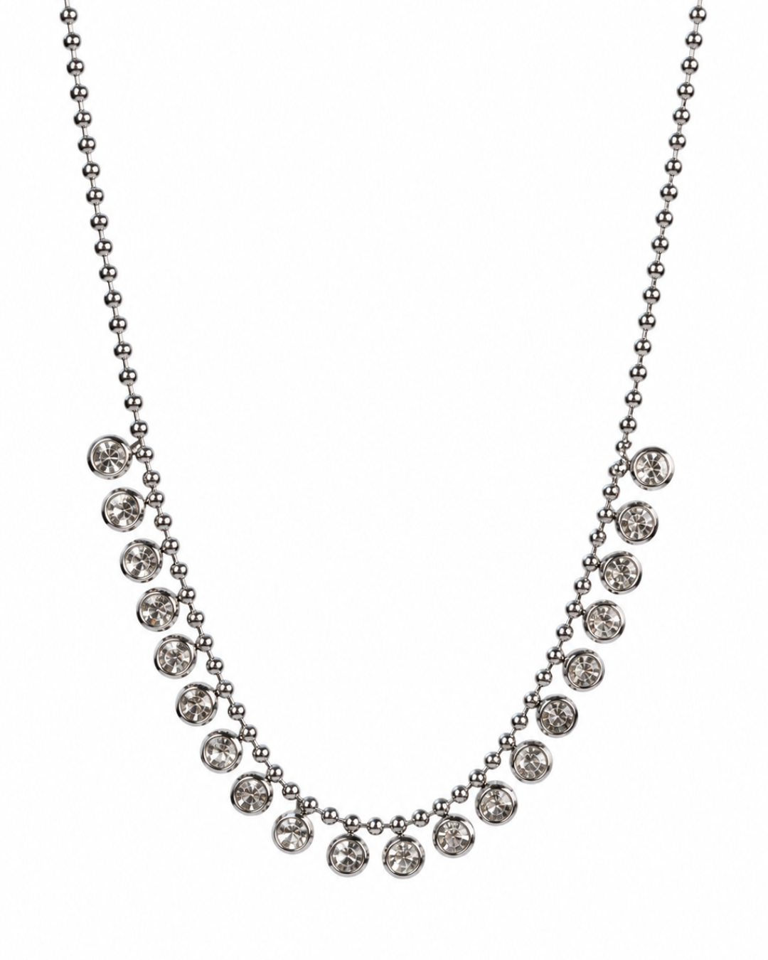 Queen B 316L Stainless Steel Bezel Crystal Necklace