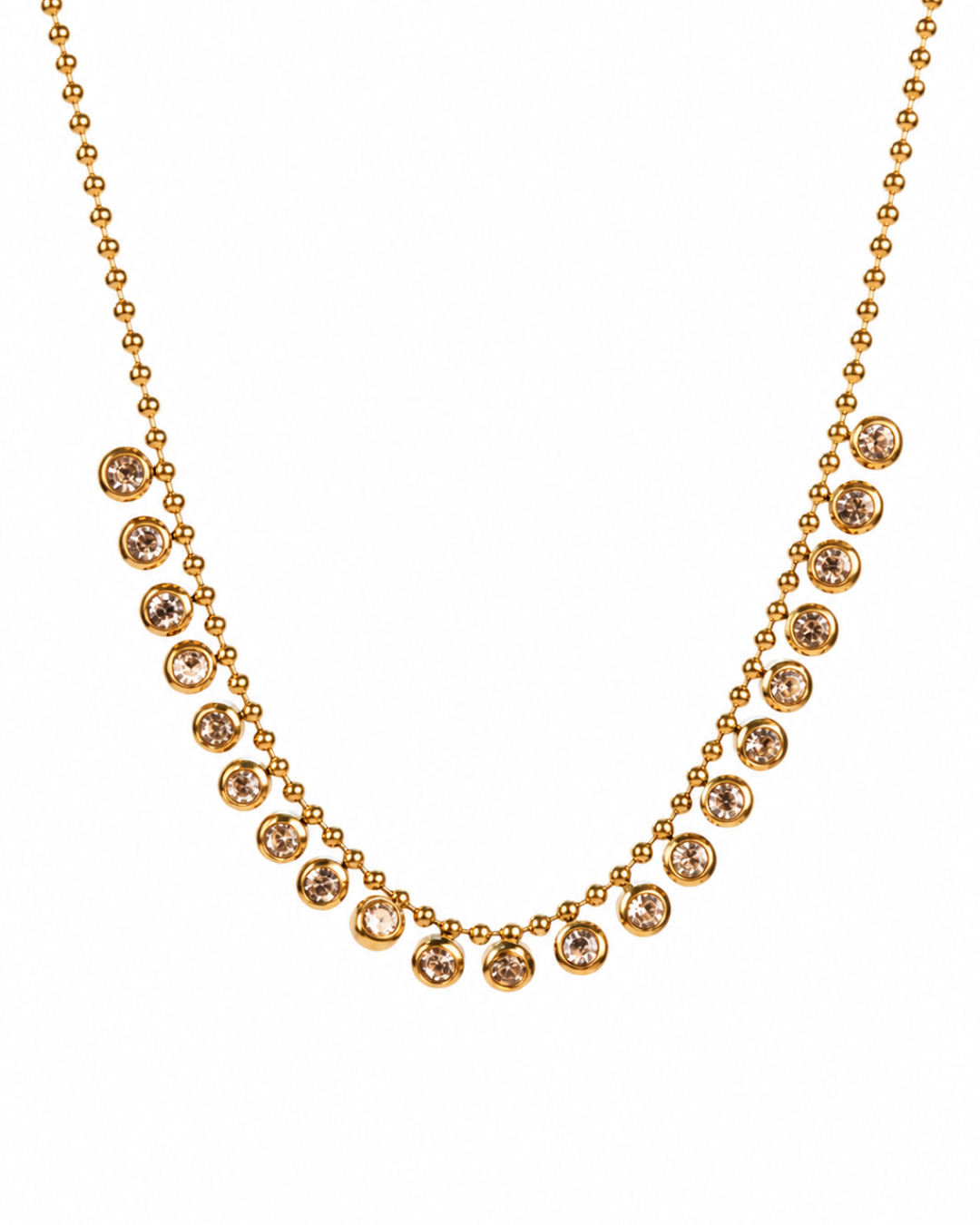 Queen B 316L Stainless Steel Bezel Crystal Necklace