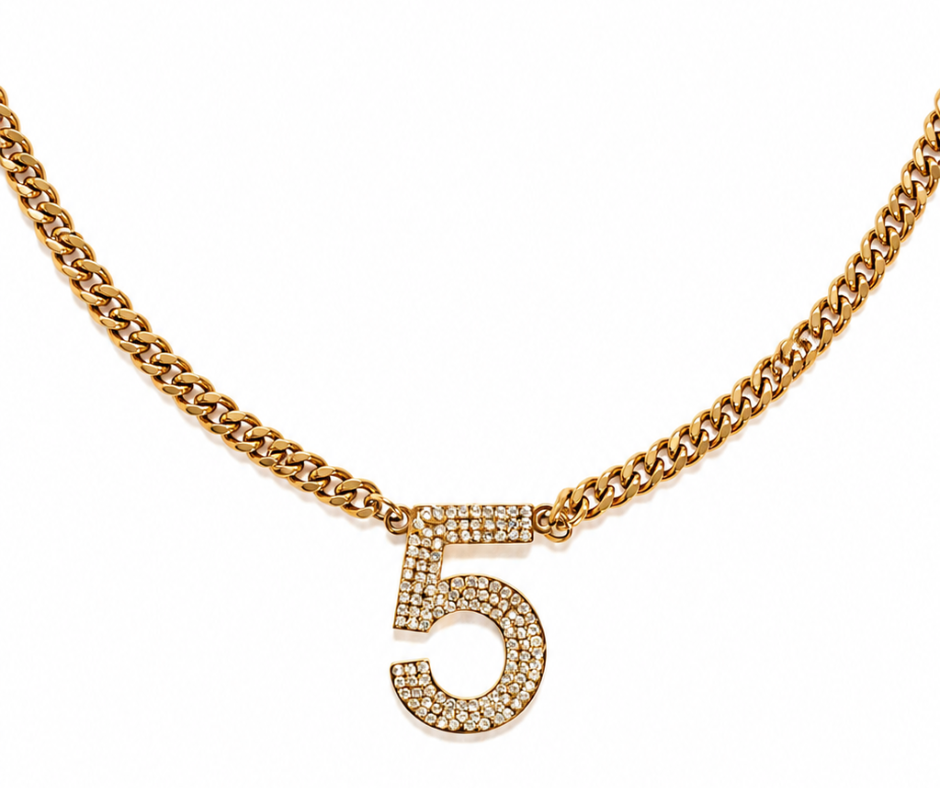 Lucky Number Crystal  316L Stainless Steel Necklace