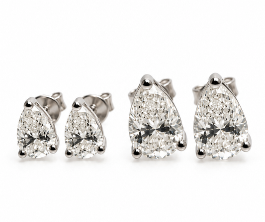 Elise Moissanite .925 Sterling SIlver Pear Studs