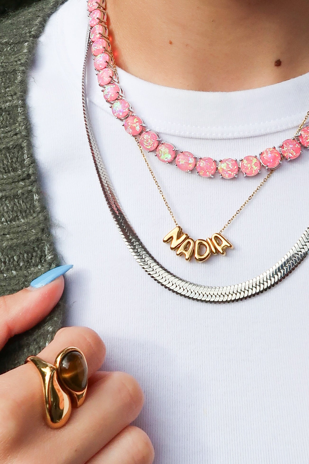 Barbie Doll Pink Natural Opal Necklace