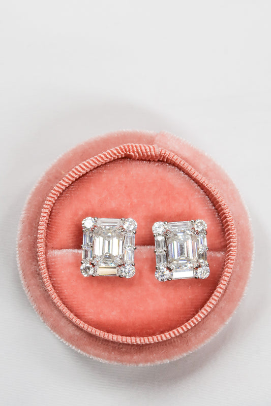 The Coronation 6 Carat .925 Sterling Silver Moissanite Studs