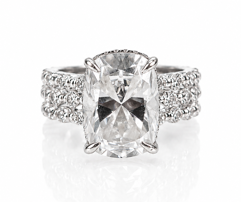 Marry Rich 12.5 Carat Moissanite .925 Sterling Silver Ring Duo