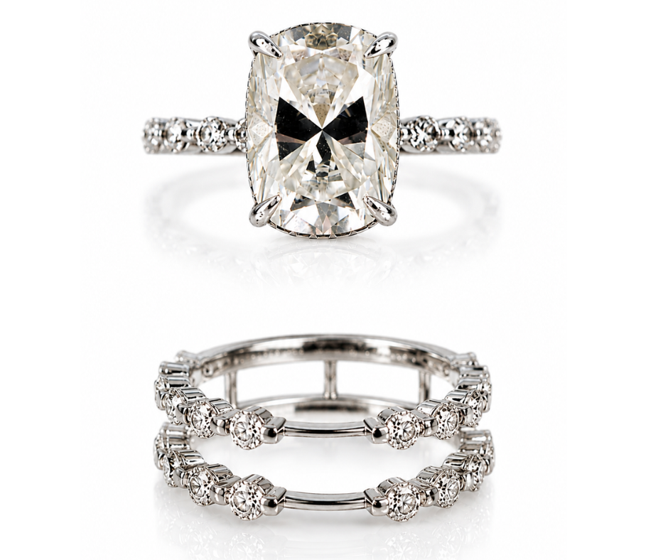 Marry Rich 12.5 Carat Moissanite .925 Sterling Silver Ring Duo