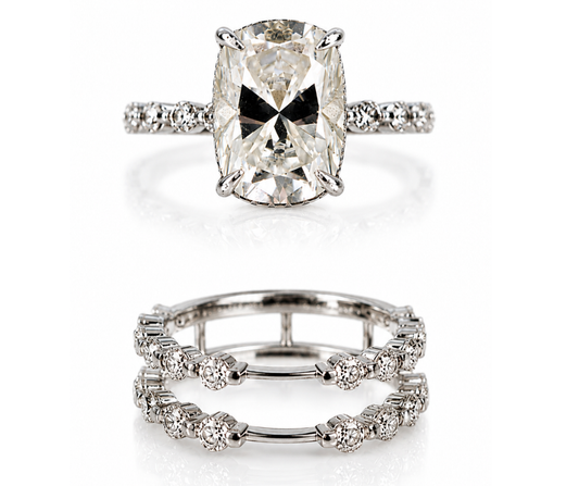 Marry Rich 12.5 Carat Moissanite .925 Sterling Silver Ring Duo