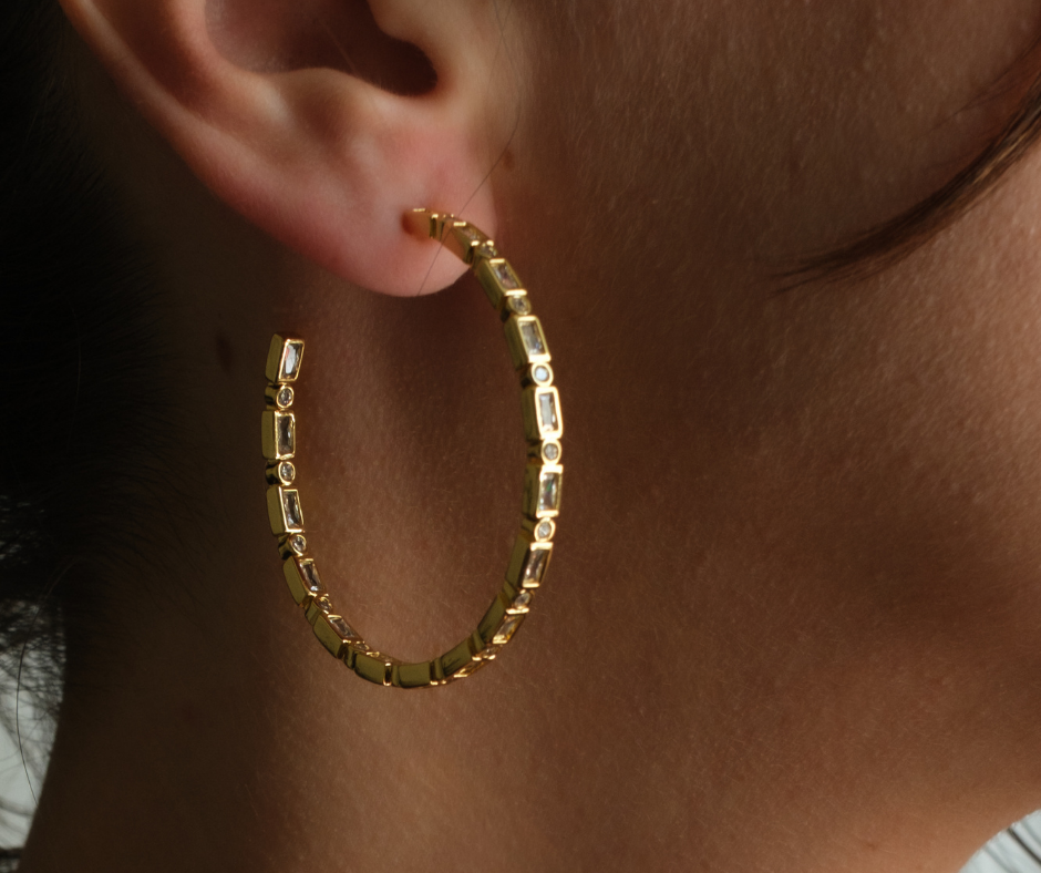 Zara  Multi Bezel Crystal Studded 316L Stainless Steel Hoops